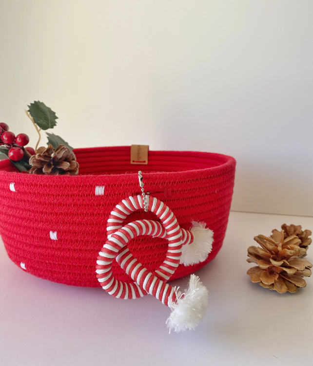 Cesta "Candy" Navideña - Cordón de Algodón